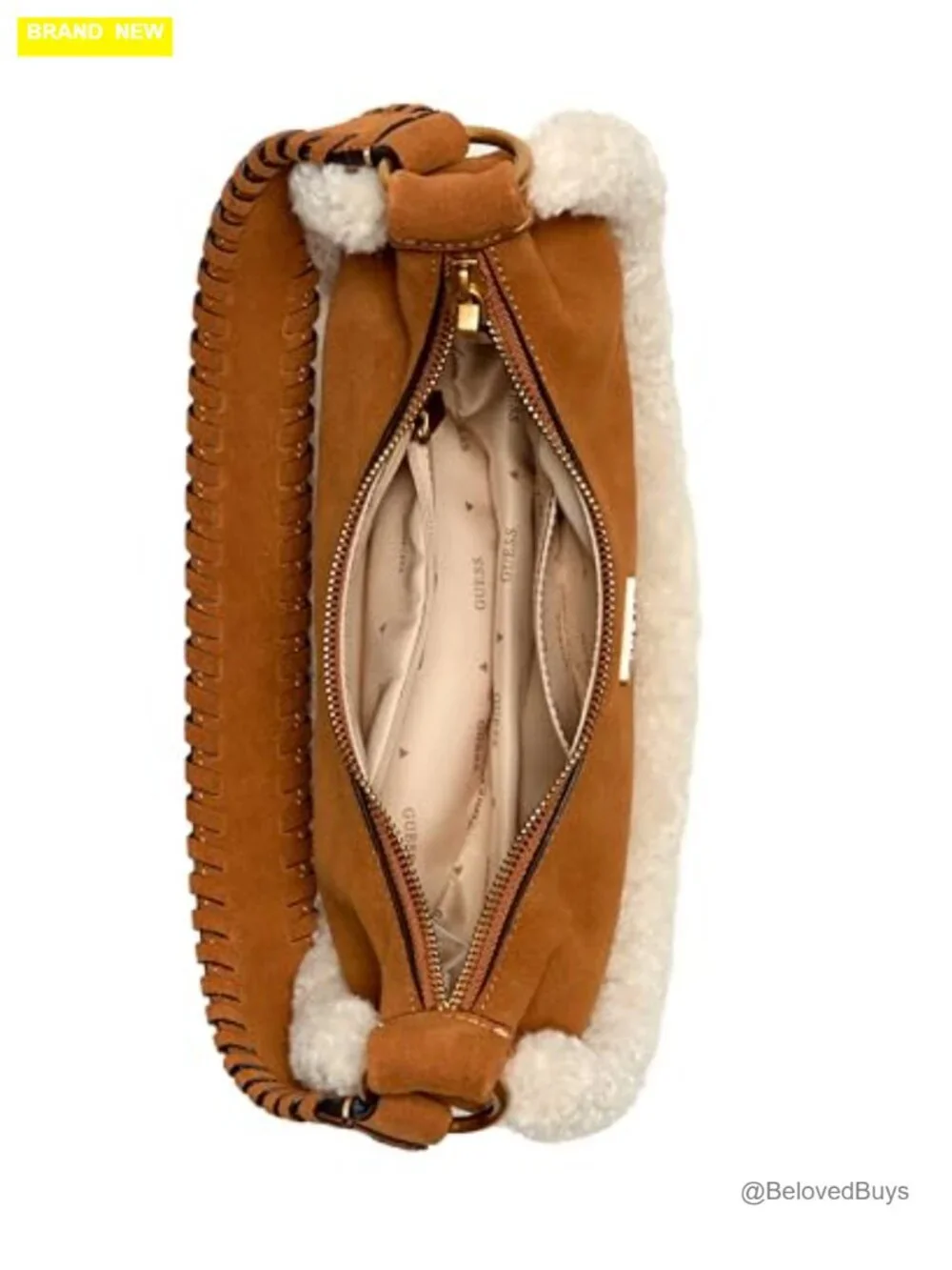 Suede Hobo Bag with Zip Pocket and Card Slips